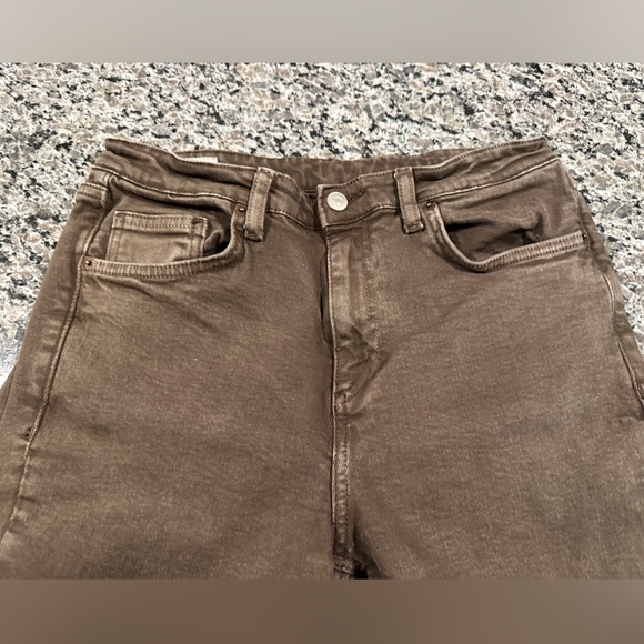 Zara Women’s Brown TRF High-waisted Cropped Flare Jeans - Picture 2 of 4